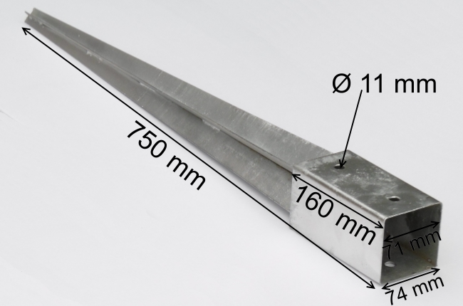 XMTECH Einschlaghülse Für Holzpfosten 60x700mm - Verzinkt & Wetterfest